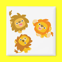 "We're Here!!" Cute Cartoon Lions Magnet