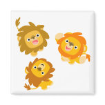 "We're Here!!" Cute Cartoon Lions Magnet