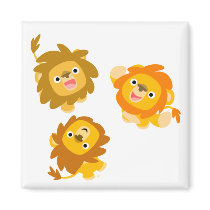 "We're Here!!" Cute Cartoon Lions Magnet by Lioness_Graphics "We're Here!!" Cute Cartoon Lions Magnet