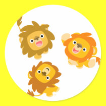"We're Here!!" Cute Cartoon Lions Sticker