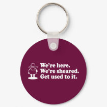 We're Here. We're Sheared. keychains