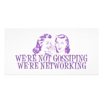 We're Not Gossiping We're Networking Purple Photo Card Template