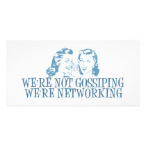 We're Not Gossipping We're Networking Blue Photo Card Template