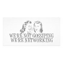 We're Not Gossipping We're Networking Grey photo cards