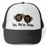 We're Twins 2 Boys Monkeys hats