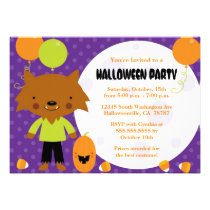 Werewolf and moon Halloween Costume Party Invite