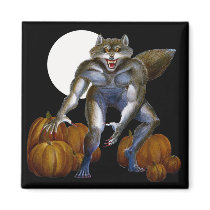 Werewolf in Pumpkin Patch Magnet by Nightmareartist Werewolf in Pumpkin Patch Magnet