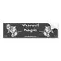 Werewolf Penguin: Woof bumper stickers by serenitystudios Werewolf Penguin: Woof bumper stickers
