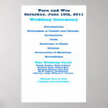 Wes and Tara Wedding Program Poster posters