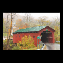 West Arlington Covered Bridge Autumn Mist posters