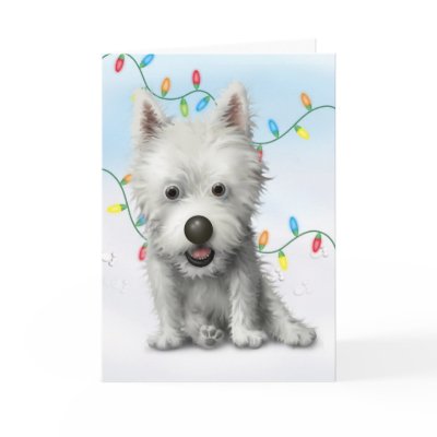 West Highland Terrier Christmas Greeting Card by cartoondogs