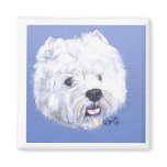 West Highland Terrier Magnet with blue
