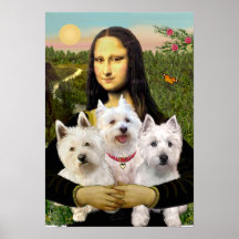 West Highland Terriers (three) - Mona Lisa Print