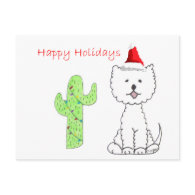 West Highland White Terrier Cactus Christmas Postcards