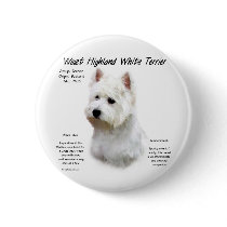 West Highland White Terrier History Design Pinback Buttons