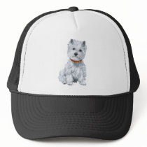 West Highland White Terrier Red Collar Mesh Hats
