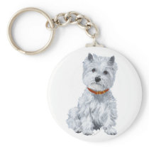 West Highland White Terrier Red Collar Keychains