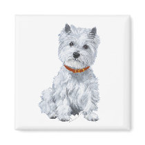 West Highland White Terrier Red Collar Fridge Magnet