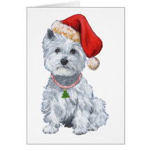West Highland White Terrier Santa Claus Greeting Cards