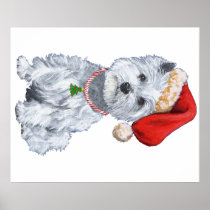 West Highland White Terrier Santa Claus Print