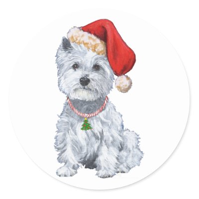 West Highland White Terrier Santa Claus Sticker