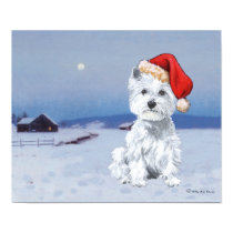 West Highland White Terrier Santa posters