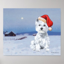 West Highland White Terrier Santa Poster