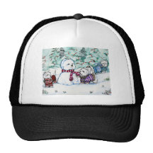 West Highland White Terrier Snowman Mesh Hat