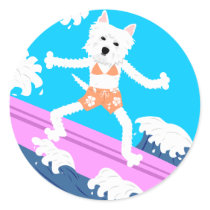 West Highland White Terrier Surfer Girl Stickers