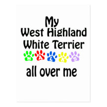 West Highland White Terrier Walks Design Post Card