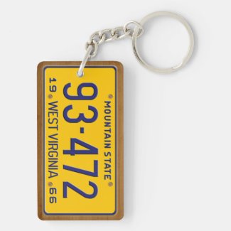 West Virginia 1966 Vintage License Plate Keychain Rectangle Acrylic Key Chains