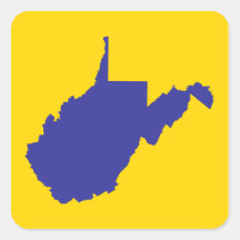 West Virginia Blue and Gold Square Stickers