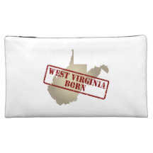 West Virginia Born - Stamp on Map Cosmetics Bags