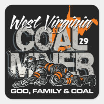 WEST VIRGINIA COAL MINER SQUARE STICKER