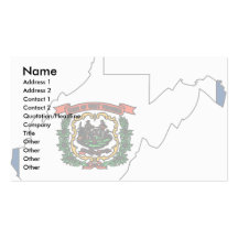 West Virginia Flag Map Business Cards