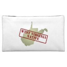 West Virginia Native Stamped on Map Cosmetic Bags