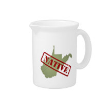 West Virginia Native with West Virginia Map Beverage Pitcher