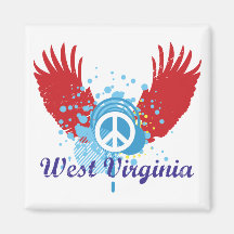 West Virginia Peace Sign Refrigerator Magnet