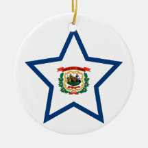 West+Virginia Star Christmas Tree Ornaments