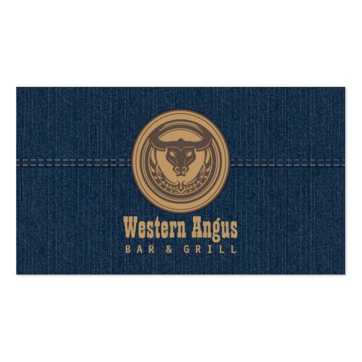 Western Angus Bar & Grill Restaurant Business Card (front side)