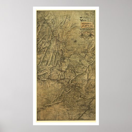 Western & Atlantic Railroad Map 1887 Posters