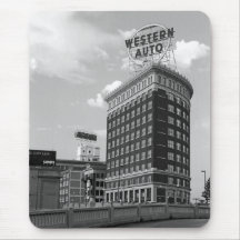 Western Auto Half Cylinder Building Mousepads