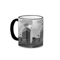 Western Auto Half Cylinder Building mugs