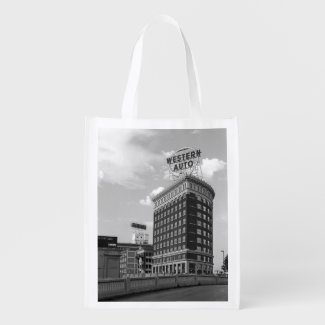 Western Auto Half Cylinder Building Reusable Grocery Bags