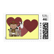 Western Baby Boy & Pony Hearts - Shower or Party Postage Stamp