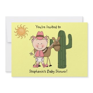 Western Baby Girl and Cow Pony - Shower or Party zazzle_invitation