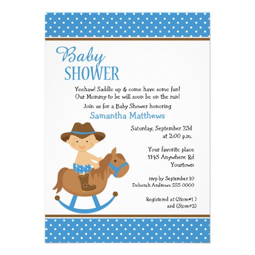 Western Baby on Rocking Horse Baby Shower Invitation (front side)