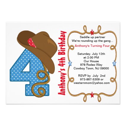 Western Big Four Boy Birthday Invitation