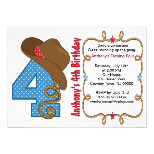 Western Big Four Boy Birthday Invitation