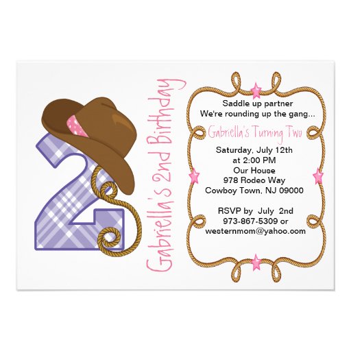 Western Big Two Girl Birthday Invitation